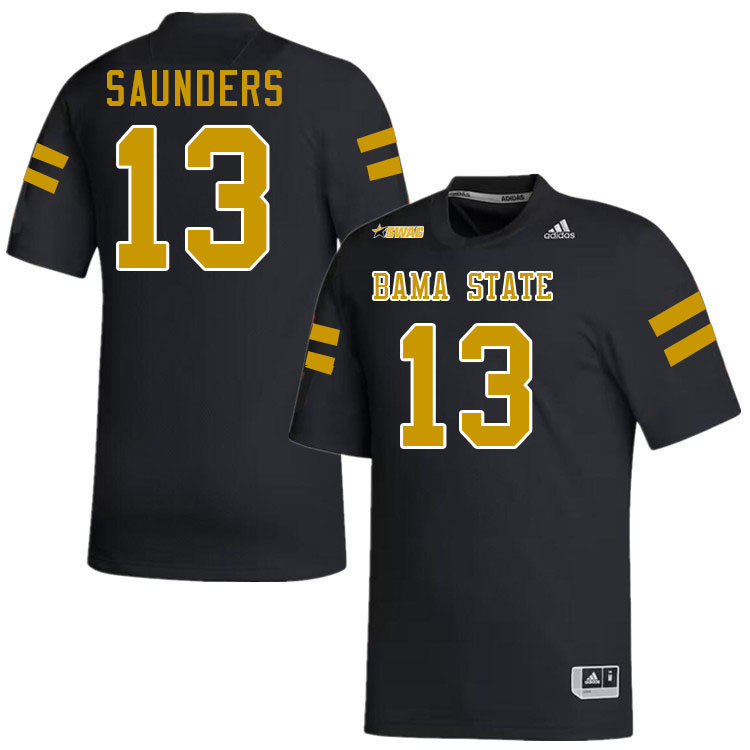 Alabama State Hornets #13 Tyree Saunders College Football Jerseys Stitched Sale-Black